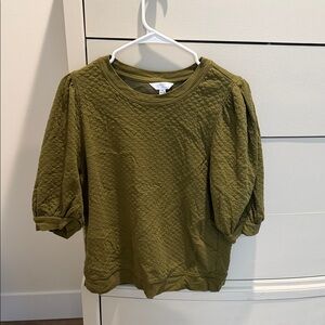 Time and Tru Olive Quilted Blouse